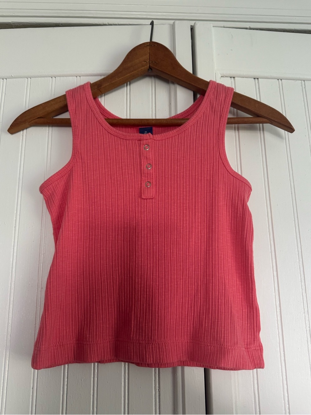 Old Navy Coral Pink Ribbed Henley Tank